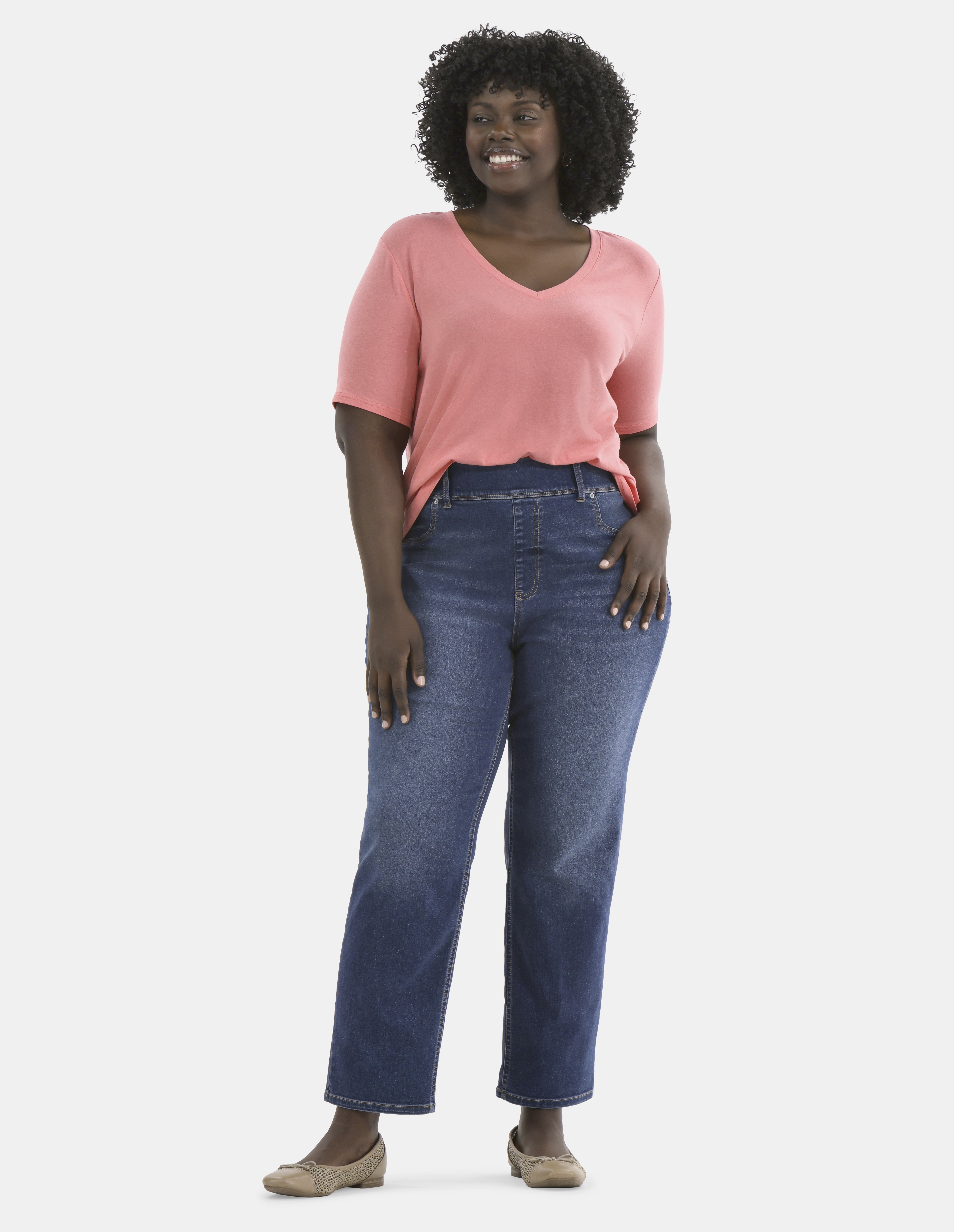 Terra & Sky Women's Plus High Rise Straight Leg Jeggings, 29" Inseam, Sizes 0X-4X