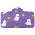 thumbnail image 5 of Yayeee Kids Hooded Towels Toddler Soft Absorbent Beach Bathing Wrap 50" x 23.5", Halloween Purple Ghosts, 5 of 5