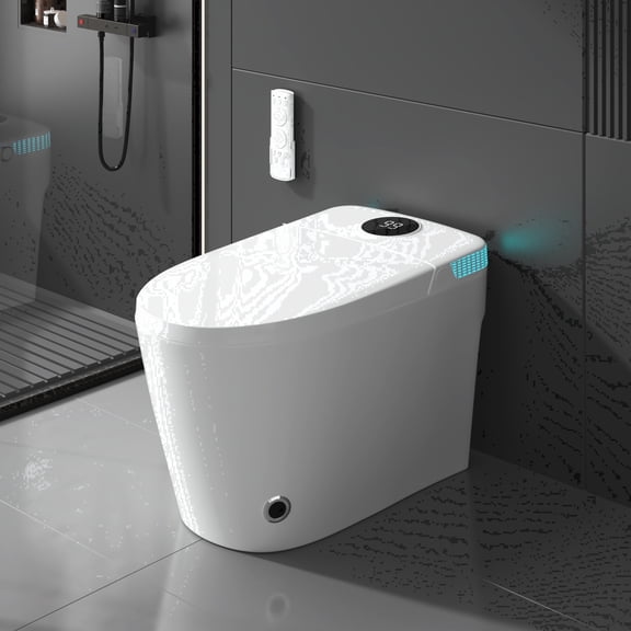 Amicliber Smart Toilet With Built-In Bidet, Bidet Toilet With Heated Seat, Multiple Cleaning Modes, One Piece Toilets With Child Mode, Dual Flush, Warm Water & Dryer, Self-Cleaning Nozzle