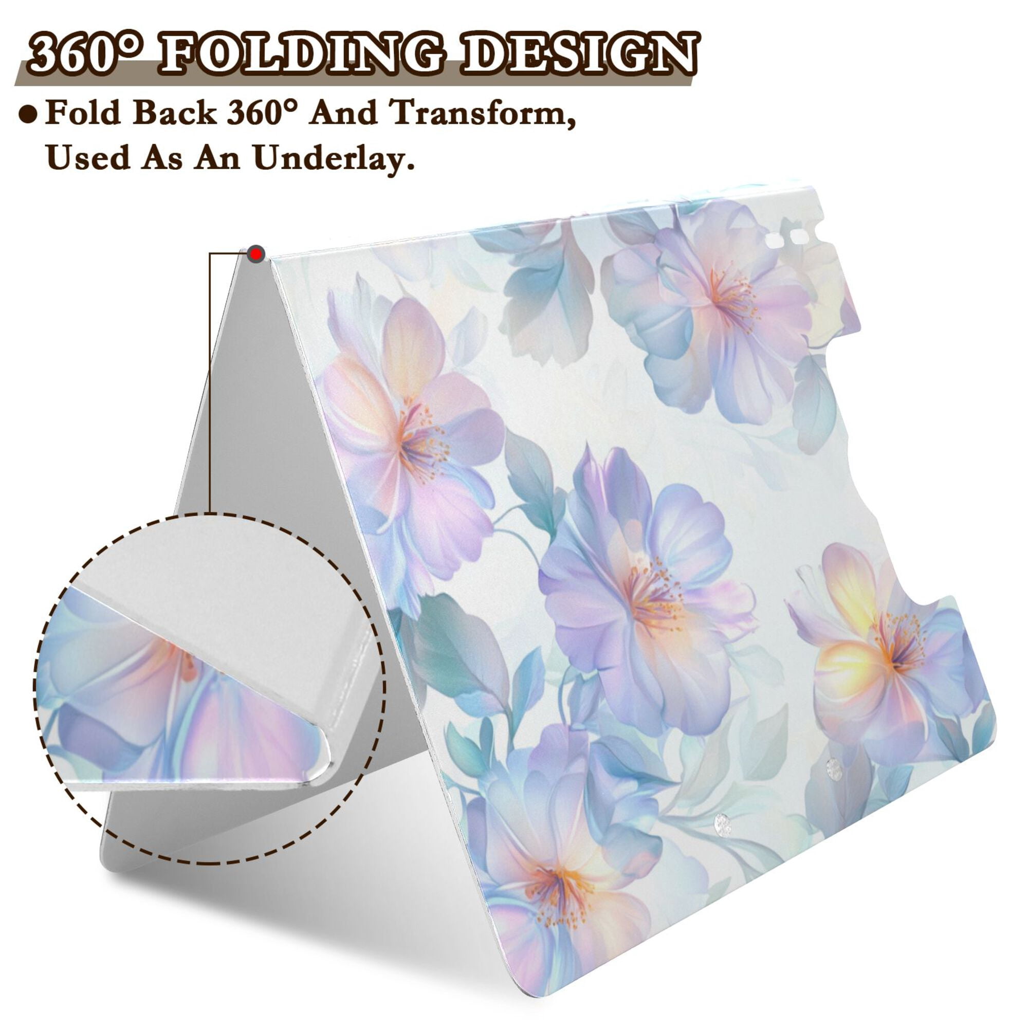 FORMRS A4 Clipboard Folder with Pen Holder Horizontal Foldable School Office Binder, Pastel Flower Pattern