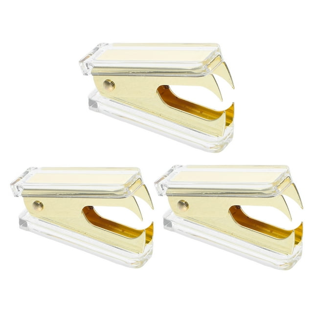 WHAMVOX 3PCS Useful Staple Puller for Office Accessories Iron Golden Tool for Students Professionals