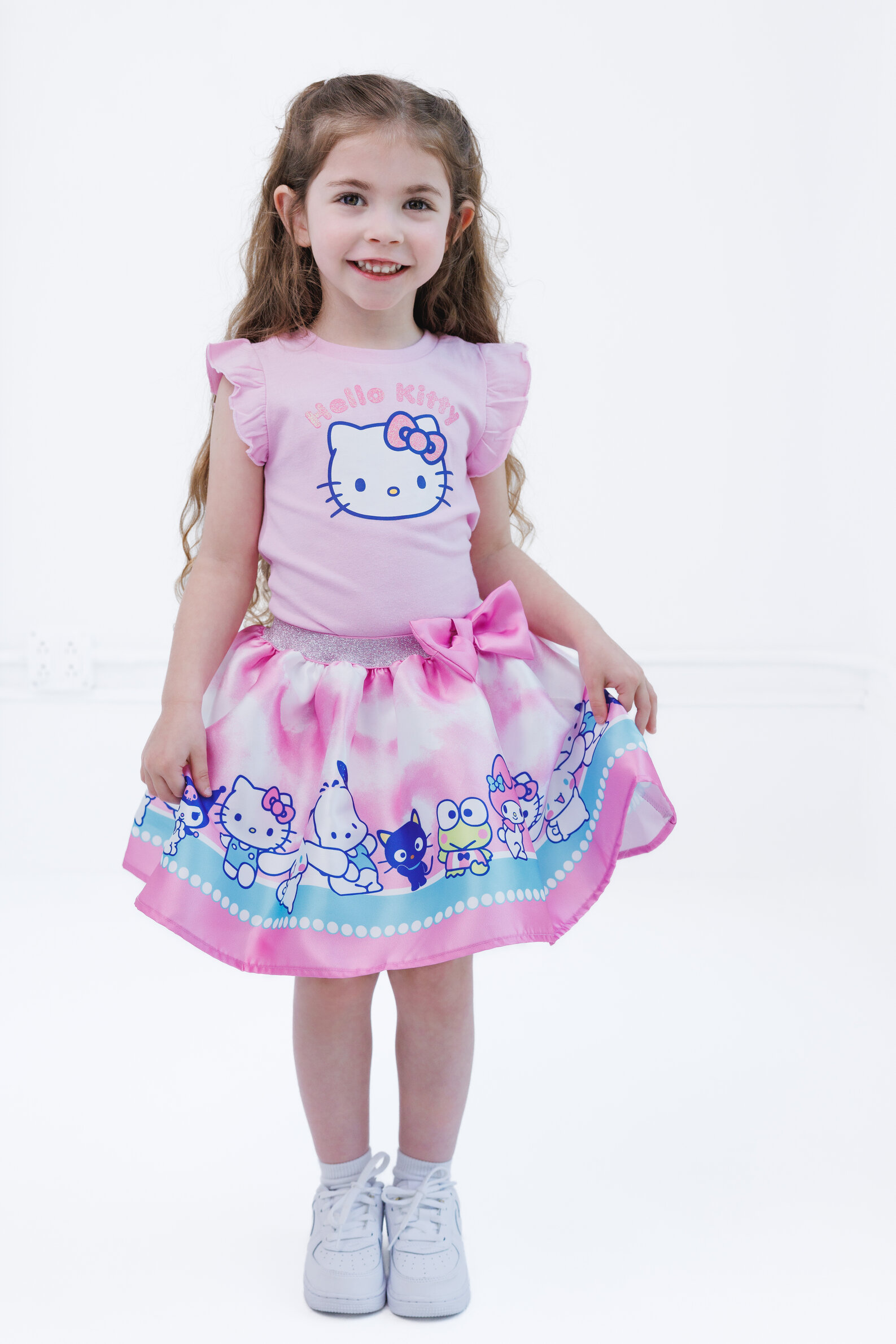 Hello Kitty Hello Kitty Keroppi Kuromi Tank Top and Satin Skirt Outfit Set Tie Dye Toddler to Big Kid