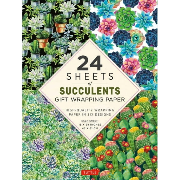 Succulents Gift Wrapping Paper - 24 Sheets: 18 X 24 (45 X 61 CM) Wrapping Paper, (Paperback)