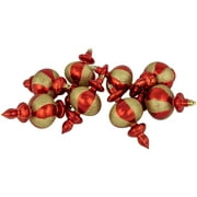 Northlight 8ct Red and Gold Shatterproof Finial Christmas Ornaments, 6"