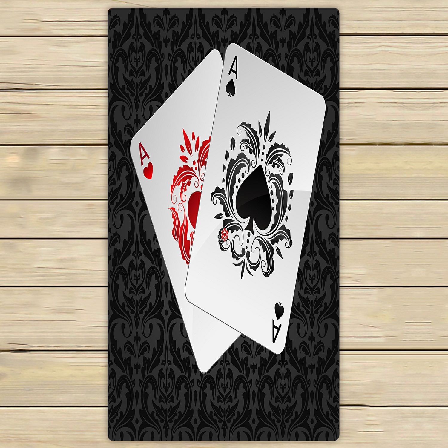 ECZJNT two aces playing cards casino poker chips Beach Bath Towels