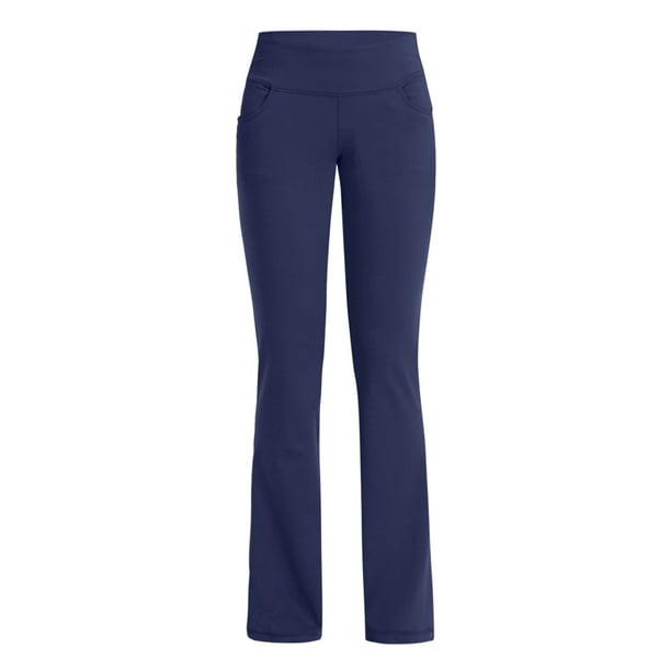 MAWCLOS Ladies Leggings Boot Cut Yoga Pants High Waist Bottoms Stretch  Sport Solid Color Jeggings Deep Blue S 