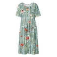 thumbnail image 4 of Womens Boho Floral Flowy Midi Dresses Casual Loose Summer Short Sleeve Beach Dress with Pockets, 4 of 4