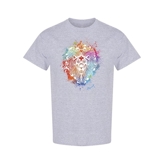 Colored Lion Head Design T-Shirt Men -Image by Shutterstock, Male XX-Large