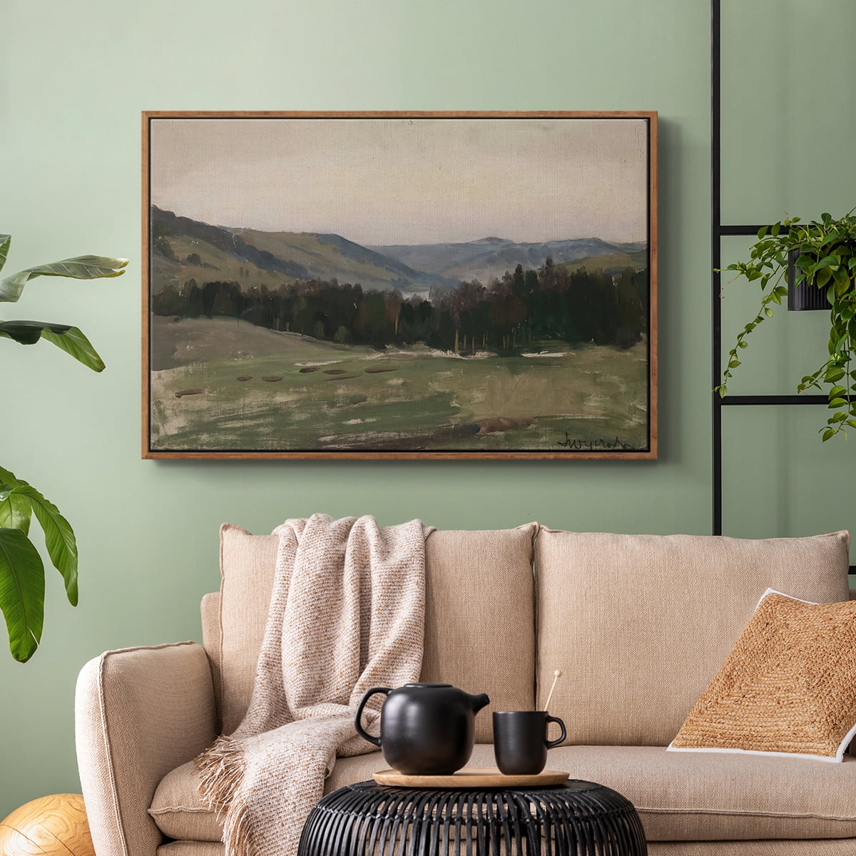 Vintage Landscape-CCCXCIV By Wexford Home Framed in Walnut Wood Gallery Wrapped Canvas 27 in. x 41 in.