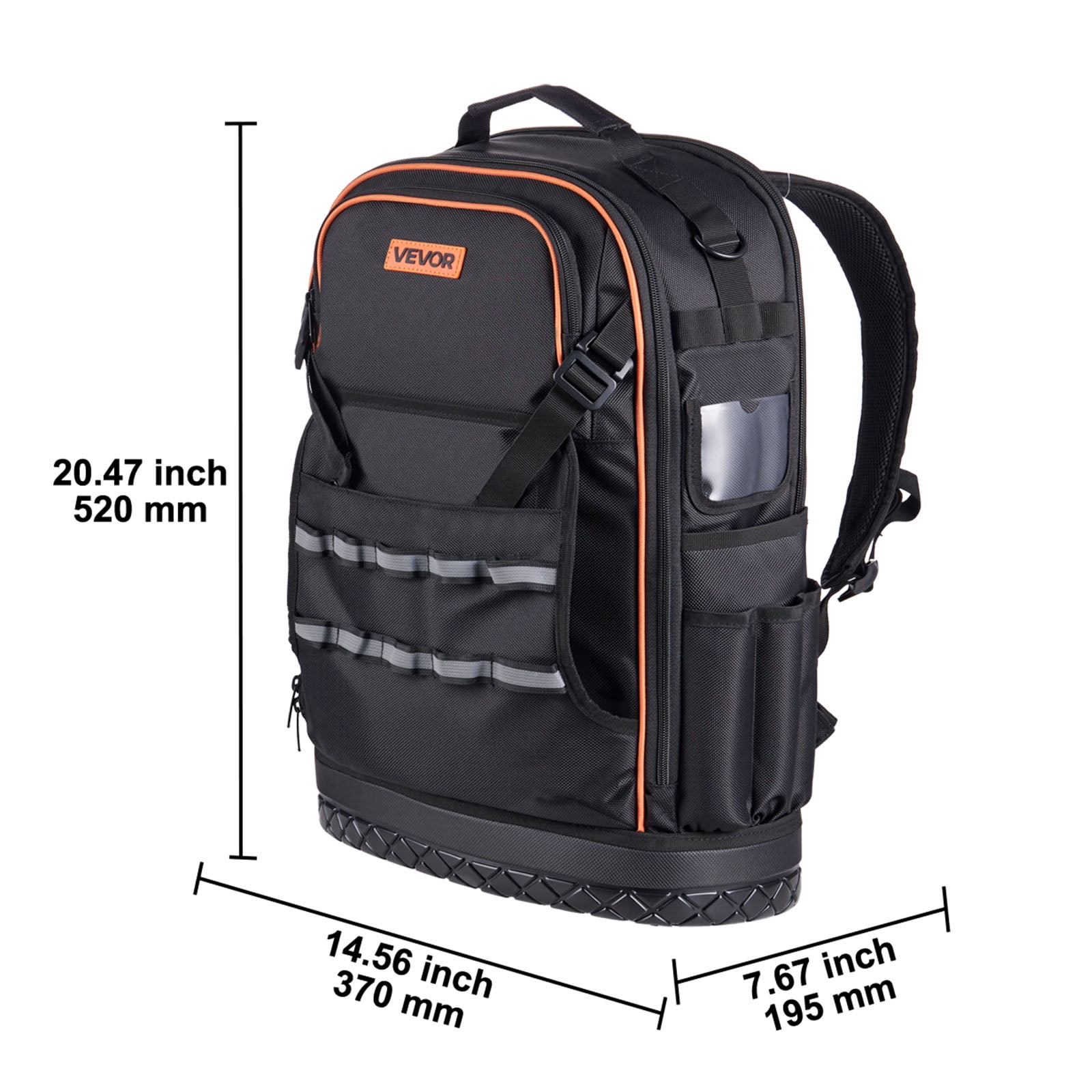 VEVOR Tool Backpack, 65 Pockets, Heavy-duty Tools Storage Organizer Work Bags with Laptop Compartment & Molded Base, Electrician Jobsite Backpack for Electrician, Repairman, and HVAC Techs