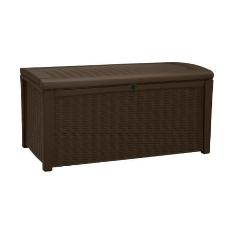 Keter Patio Store Keter Borneo Plastic Deck Storage Container Box Outdoor Patio Garden Furniture 110 Gal, Brown ()