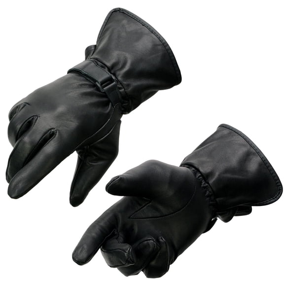 Milwaukee Leather MG7725 Women's Black Leather Gauntlet Motorcycle Gloves w/ Wrist Strap Closure Medium