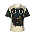 thumbnail image 2 of Picia Owl with Mandala Gentle Cotton Regular Fit Short Sleeve Casual Hawaiian Shirt for Men-3X-Large, 2 of 9