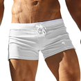 thumbnail image 2 of Mens Solid Color Quick Dry Swim Trunks Drawstring Waist Beach Board Shorts Back Pocket Design Lightweight Square Leg Swim Shorts for Surfing Swimming Vacation White XL, 2 of 5