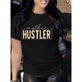 thumbnail image 1 of Women's "Mother Hustler" Graphic Tee - Royal Blue, Short Sleeve Crew Neck, Casual Polyester-Spandex Blend Top, Perfect for Summer & Spring, 1 of 7