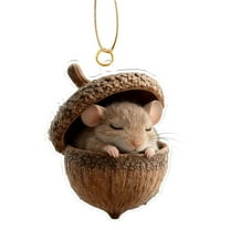 5Pcs Forest Animal Acorn Ornaments – Cozy Forest Christmas Ornaments, 5pcs 2D Acrylic Cute Forest Animal Christmas Trees Hanging Decorations, Rustic Nature-Themed Home Decor