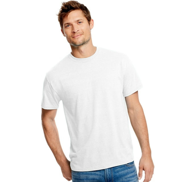 Hanes Mens X-Temp Fresh IQ Tri-Blend Performance Tee, 2XL, White