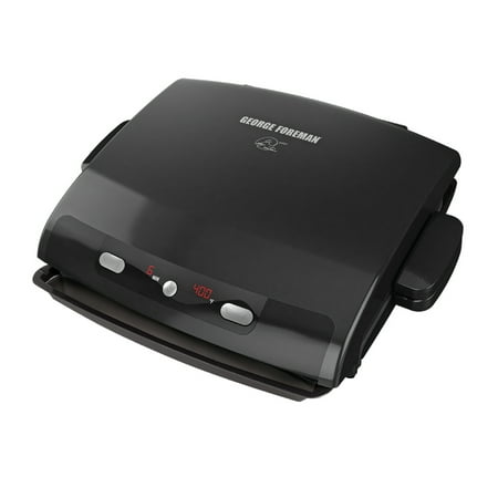 George Foreman 6-Serving Removable Plate Electric Indoor Grill and Panini Press, Black,