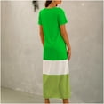 thumbnail image 5 of QUYUON Womens T Shirt Long Dress Casual Color Block Maxi Dress Summer Striped Printed V-Neck Short Sleeve Ankle Length Dresses Beach Sundress Loose Shirt Long Dress, 5 of 5