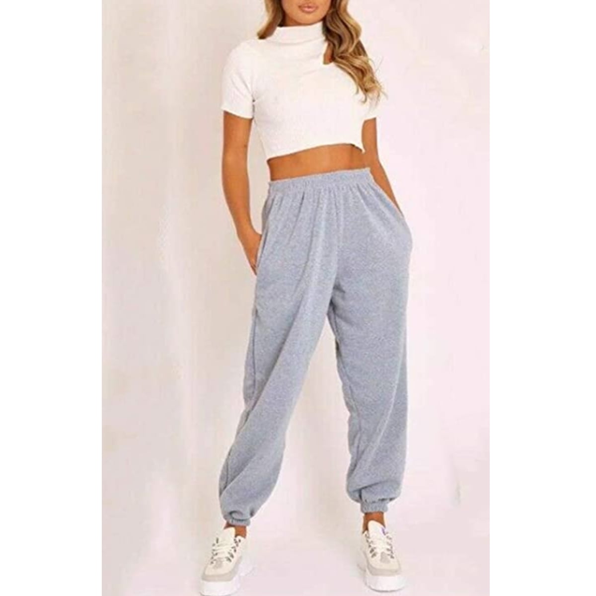 moily Little Big Girls Solid Loose Harem Pants with Stripe Side Gymnastics Dance Workout Jog Sweatpants