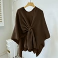 thumbnail image 4 of Xfvqtps Womens Shawl Wrap with Hole Crochet Solid Color Simplicity Casual Travel Scarf Wrap Cape Fashion Shoulder Tops Fall Winter Shawl Coffee, 4 of 6
