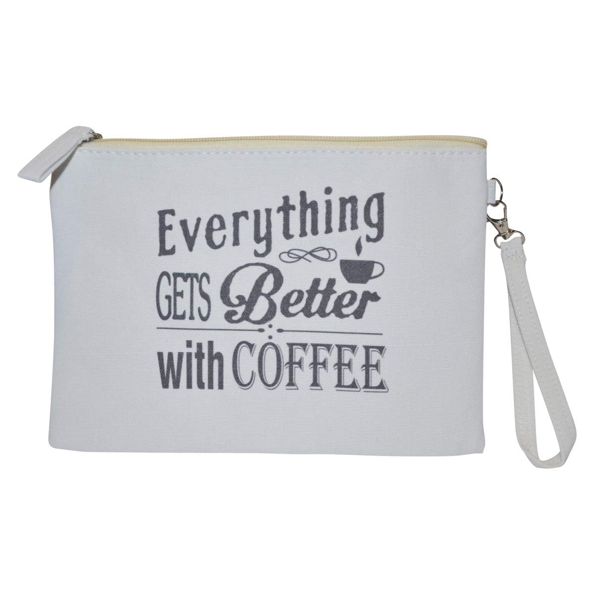 Cosmetic Bag with Sayings - Womens Gift Makeup Bags with Quotes - Large Funny  Makeup Bags - Cute Storage Bag for Travel Everything Gets Better with  Coffee 