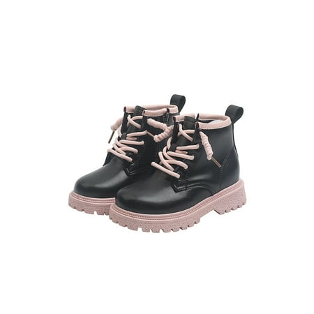 

Eloshman Child Breathable Low Heel Short Bootie Outdoor Non-Slip Mid Top Casual Boot Comfort Platform