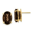 thumbnail image 1 of 14k 14x10 Oval Smoky Quartz Earrings in 14k Yellow Gold, 1 of 1