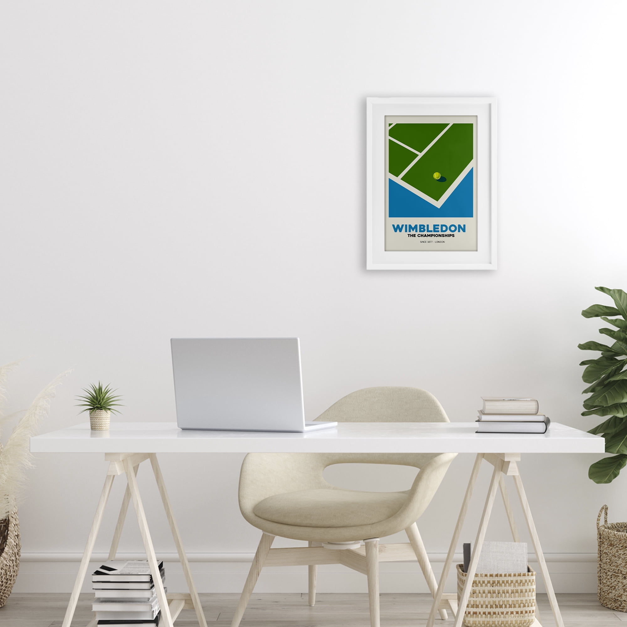 Stupell Industries Wimbledon Tennis Court White Framed Print Under Glass, design by Andreas Magnusson