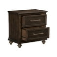 thumbnail image 4 of 2 Drawer Wooden Nightstand with Turned Feet and Hewn Sawn Texture, Brown - Saltoro Sherpi, 4 of 5
