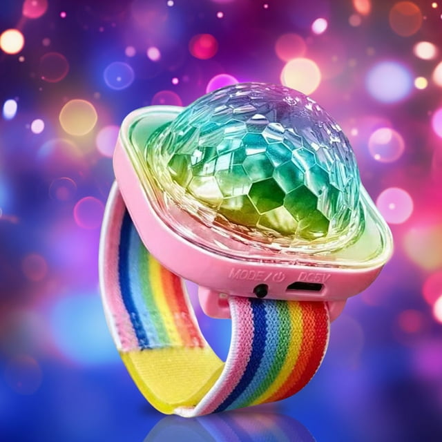 USB pulsera de la pulsera Disco Ball Light Recargable Disco Stage Lights for Party (rosa)