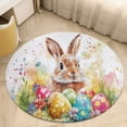 thumbnail image 5 of Easter Bunnies Rabbits Round Small Area Rug, Print Non Slip Washable Floor Mat, Soft Throw Rug for Living Room, Powder Room Entryway, Bathroom, Bedside, 5 of 7