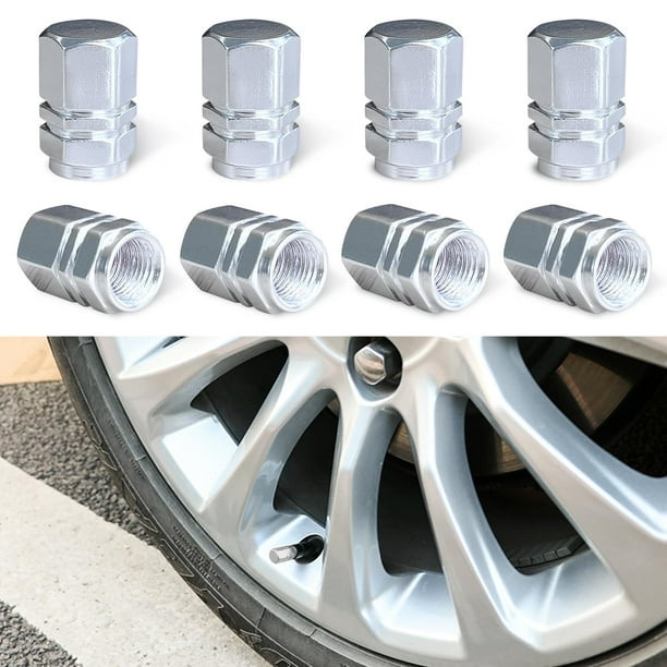 Tapones para válvulas de neumáticos de coche, ziciner, aleación de aluminio, 8 unidades, plateadas