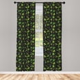 thumbnail image 5 of Ambesonne Spice Window Curtains, Graphical Plants Calligraphy, Each 28" W x 84" L, Night Blue Lime Green, 5 of 5