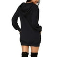 thumbnail image 4 of FYEGRE Women's Hoodie Fashionable Women Solid Hooded Sweater Dress with Long Sleeves and Functional Pockets for Casual Comfort and Style Black S, 4 of 7