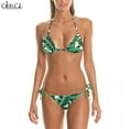 thumbnail image 3 of CLOOCL Sexy Bikinis Swimsuit 3D Print Palm Leaves Tropical Jungle Hawaii Women Straps Swimming Suit for Women Bikinis Set, 3 of 7