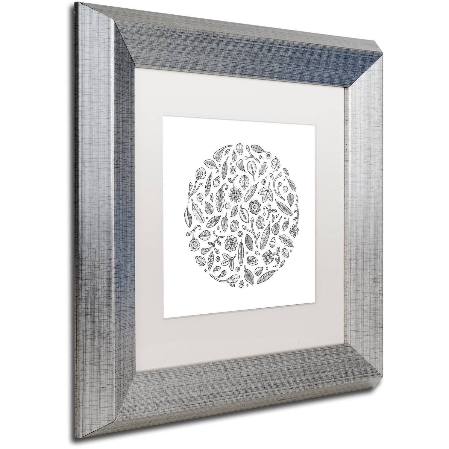 Trademark Fine Art "Leaf Circle" Canvas Art by Filippo Cardu, White Matte, Silver Frame