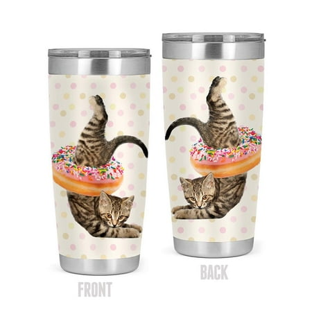 

Funny Cat With A Donut Tumbler -SPIdeals Designs 20 oz Stainless Steel Tumbler