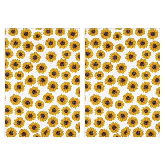 2 Pcs Funny Kitchen Towels,White Small Sunflower Pattern Microfiber Dish Towels,Kitchen Tea Towels,Kitchen Towel Set (18" X 26")