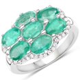 thumbnail image 1 of 3.33 Carat Genuine Zambian Emerald and White Zircon .925 Sterling Silver Ring QJ Model, 1 of 3