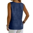thumbnail image 6 of Sillenn Sleeveless Gauze Cotton Linen Tank Tops Notched V Neck Button T Shirts Summer Peasant Boho Beach Casual Boho Cami Shirts Loose Flowy Tunic Shirts Lightweight Gauze Breathable Outfits Navy S, 6 of 8