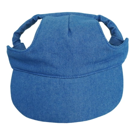 Dog Cat Summer Beach Visor Hat with Ear Holes Adjustable Puppy Sunbonnet Cap for Small Medium Large Dogs Pet Sun Protection for Outdoor Walks Blue