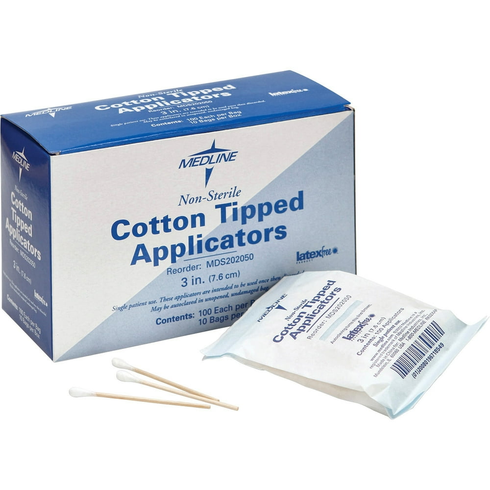 Medline Cotton Tip Applicator 3" Nonsterile 1000/BX White MDS202050