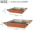 thumbnail image 4 of Women Girls Leather Square Dish Trinket Plate Jewelry Tray for Mothers Day Birthday Gift, Ocean Crab Fish, 4 of 6