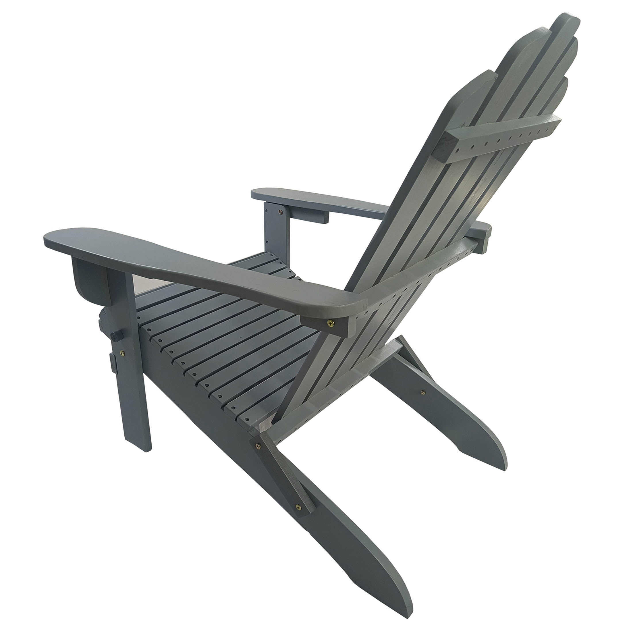 COSMOS Grey Foldable Solid Wood Adirondack Chair for Patio or Garden, Outdoor Indoor Use