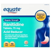 Equate Regular Strength Acid Reducer Ranitidine Tablets, 75 mg, 10 Ct