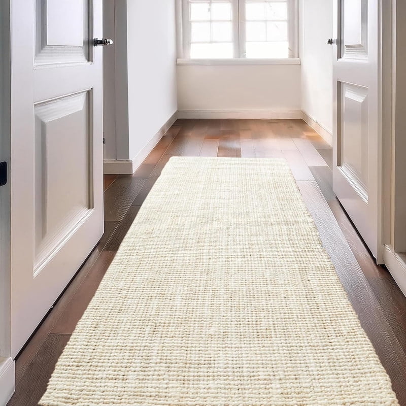 Delara Premium Handwoven 100% Jute Area Rug (2'.5" x 9'), Natural Fiber Boucle Design, 0.25" Thick – Durable Rug for Living Room, Bedroom & Entryway