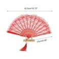 thumbnail image 2 of Unique Bargains 1 Pc Lace Trim Orchid with Tassel Folding Fan for Masquerade Red Silk Fabric, 2 of 5