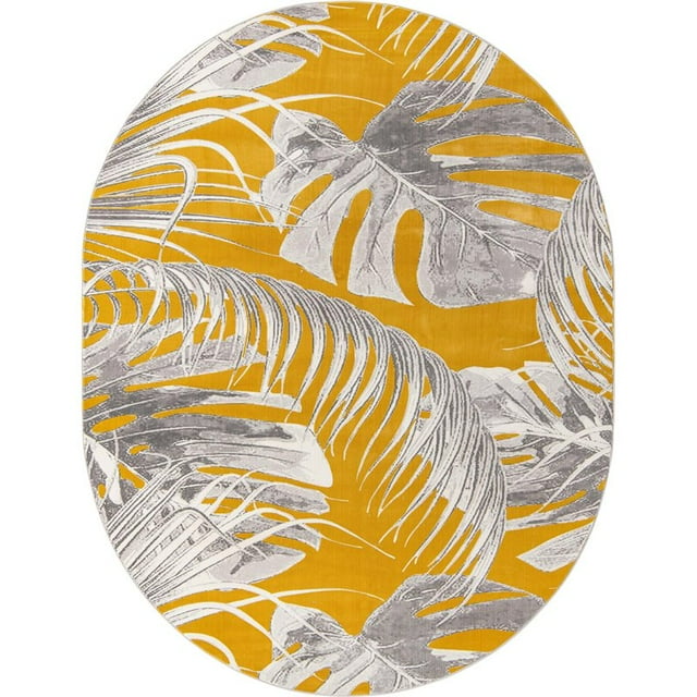 Unique Loom Blossom Botanical Area Rug 7' 10 x 10' Rectangular Yellow/Ivory