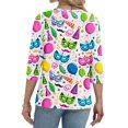 thumbnail image 5 of Mardi Gras Shirts for Women Sparkly Sequins V Neck Graphic Tee Carnival 3/4 Sleeve Novelty Tops Blue L, 5 of 5